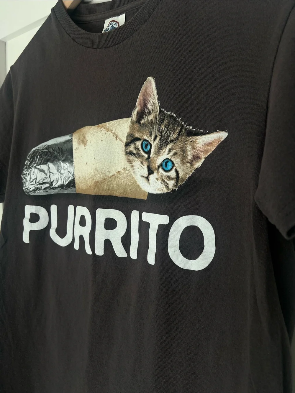 Purrito Cat Graphic T-Shirt Medium Gray Size Small Funny Kawaii Tee - Picture 3 of 7